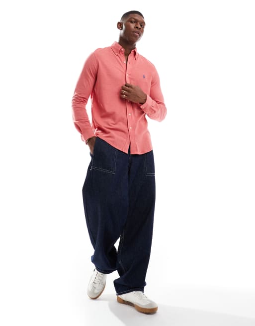 Polo Ralph Lauren icon logo pique shirt in heathered pink