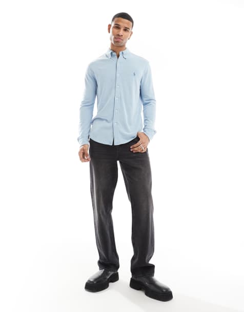 Polo Ralph Lauren icon logo pique shirt in light blue marl - view 1