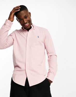 Polo Ralph Lauren icon logo pique shirt  in light pink