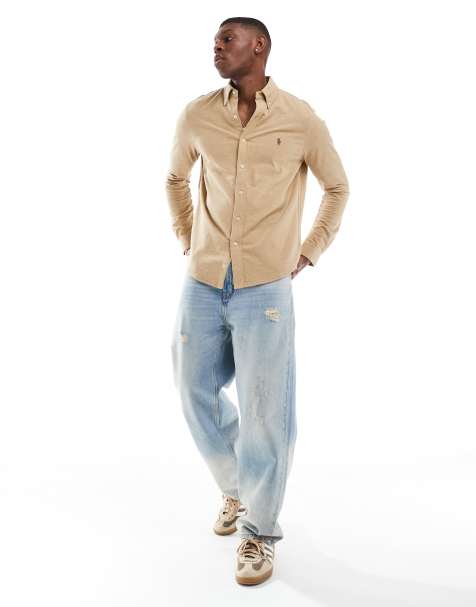 Polo Ralph Lauren icon logo pique shirt in tan marl - view 1