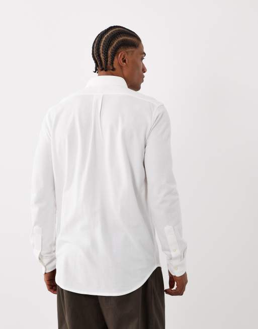 Polo Ralph Lauren icon logo pique shirt in white, 3 of 5