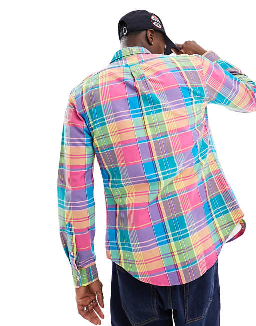 Polo Ralph Lauren icon logo plaid oxford shirt slim fit in Polo Ralph Lauren icon logo plaid oxford shirt slim fit in