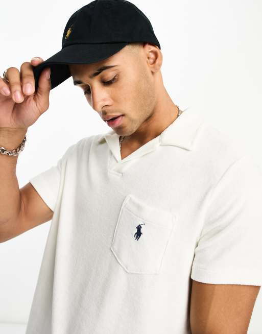 Polo Ralph Lauren icon logo pocket cotton terry polo in white (part of a set)