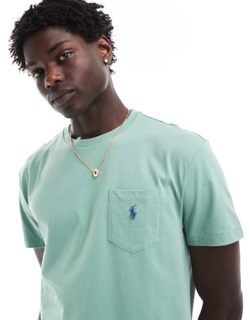 Polo Ralph Lauren icon logo pocket t shirt classic oversized fit in light green ASOS