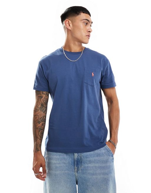 Polo Ralph Lauren icon logo pocket t-shirt classic oversized fit in mid blue