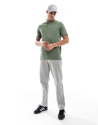 icon logo pocket washed jersey classic oversized fit polo shirt in mid green