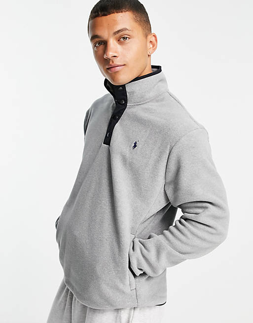 Polo Ralph Lauren icon logo polar fleece hal zip sweatshirt in grey marl