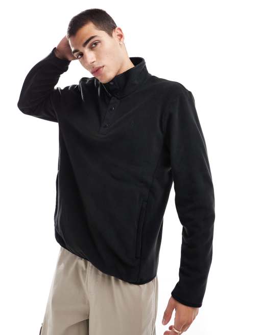 Polo Ralph Lauren icon logo polar fleece half zip sweatshirt in black