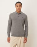 [Polo Ralph Lauren] Polo Ralph Lauren icon logo polo merino wool knit jumper in grey marl S grey marle