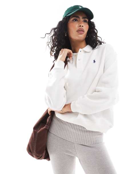 Polo Ralph Lauren icon logo polo sweatshirt in cream - view 1