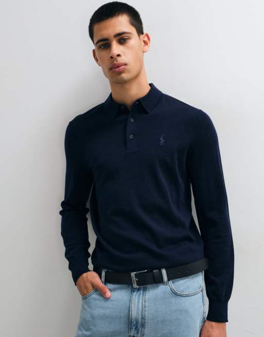 Polo Ralph Lauren Icon-Logo-Pullover aus Merinowolle in Marineblau, 4 von 5