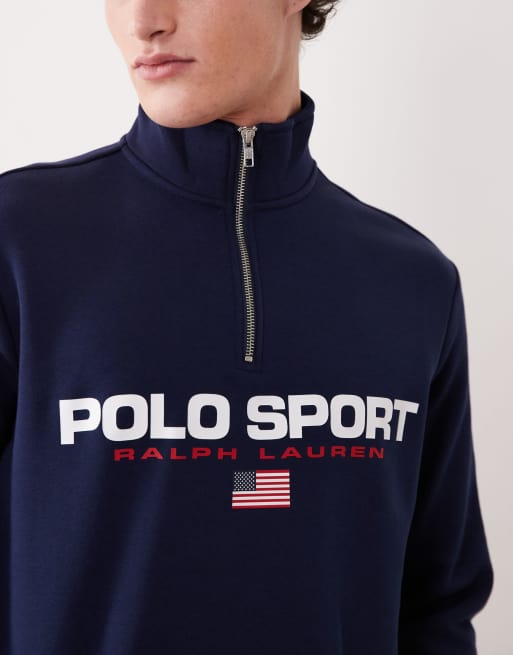Polo Ralph Lauren icon logo quarter zip sweatshirt in white, 3 of 5