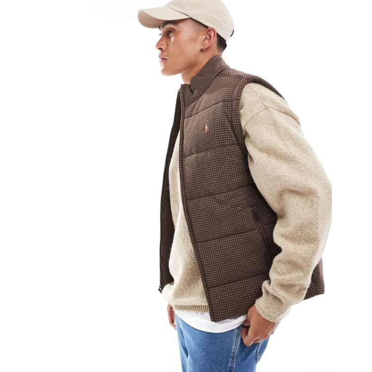 Polo Ralph Lauren icon logo quilt dogtooth printed jersey vest in