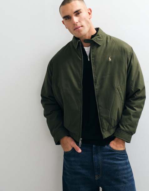 Polo Ralph Lauren icon logo quilted harrington jacket in khaki - view 1