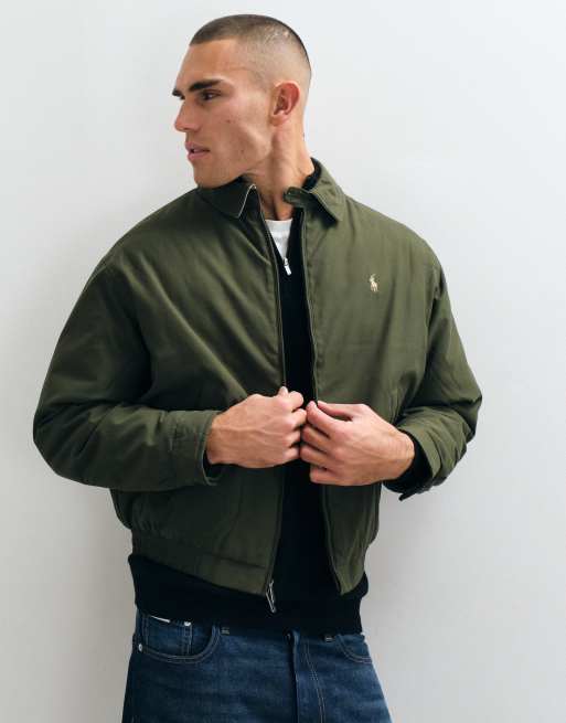 Polo Ralph Lauren icon logo quilted harrington jacket in khaki, 4 of 5