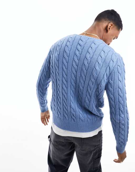 Polo online Ralph Lauren Men Roving Cotton Cable Knit Crewneck Striped Sweater Size XXL