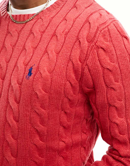 Polo Ralph Lauren icon logo roving cotton cable knit sweater in