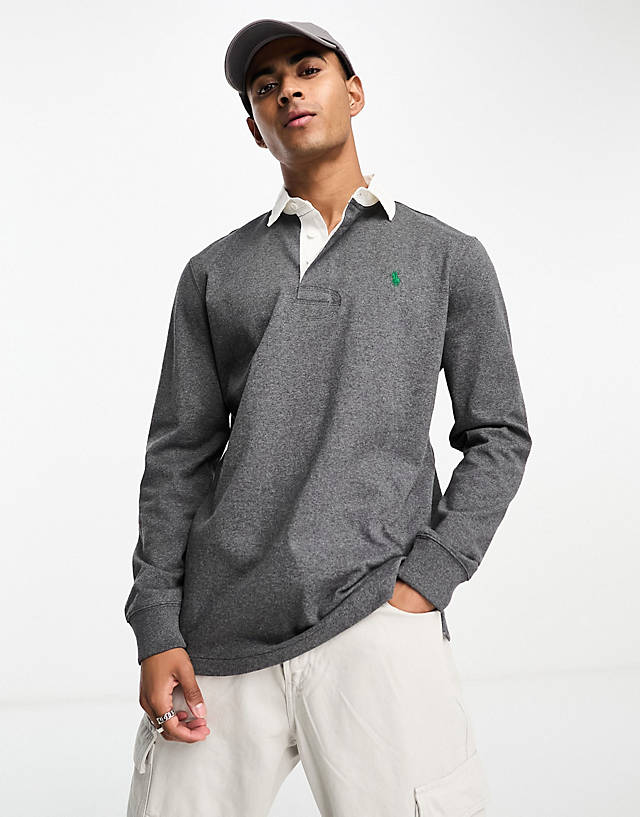 Polo Ralph Lauren - icon logo rugby polo classic oversized fit in charcoal marl