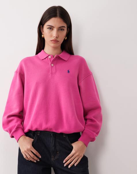 Polo Ralph Lauren icon logo rugby sweatshirt in pink - view 1