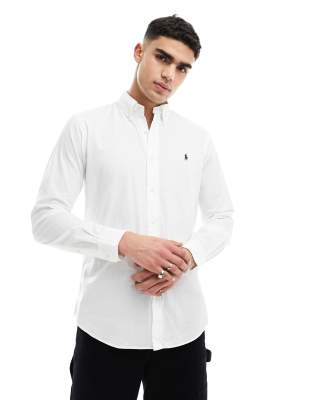 Polo Ralph Lauren Polo Ralph Lauren icon logo seersucker shirt in white