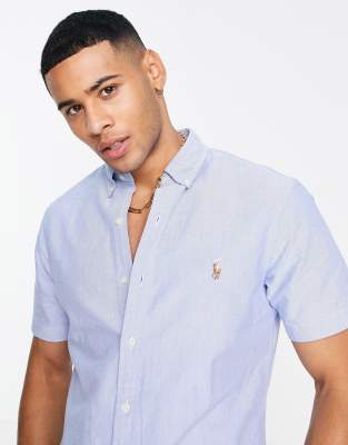 blue short sleeve ralph lauren shirt