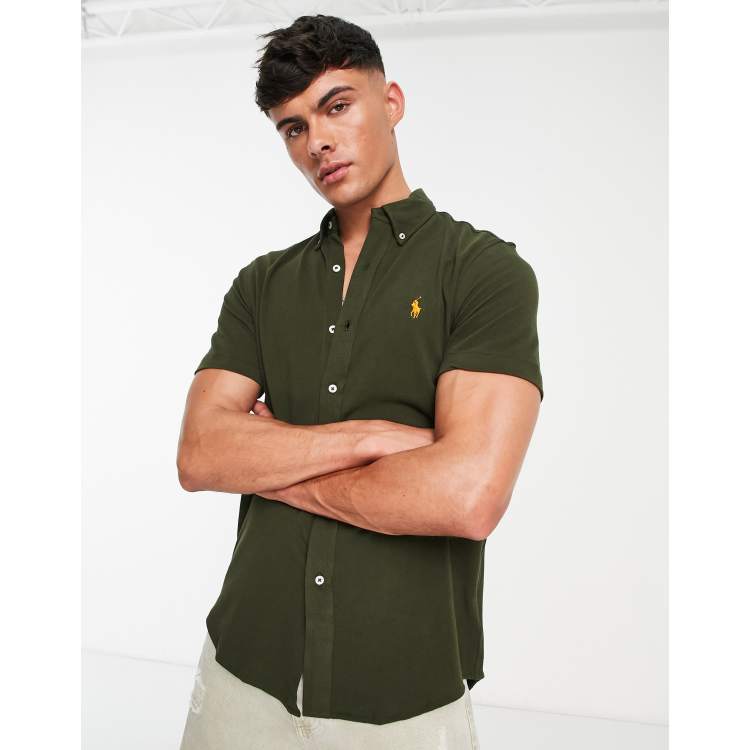 Polo Ralph Lauren icon logo short sleeve pique shirt in khaki