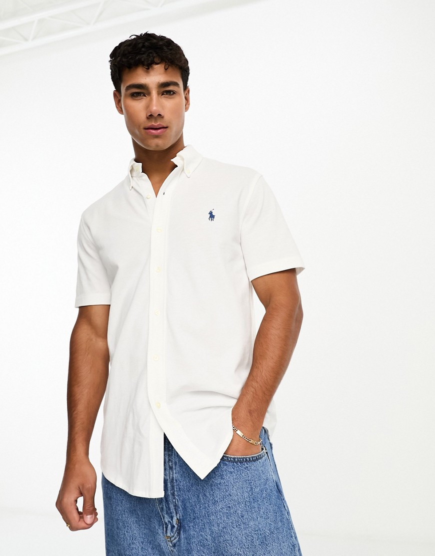 Polo Ralph Lauren Embroidered-logo Short Sleeve Shirt In White