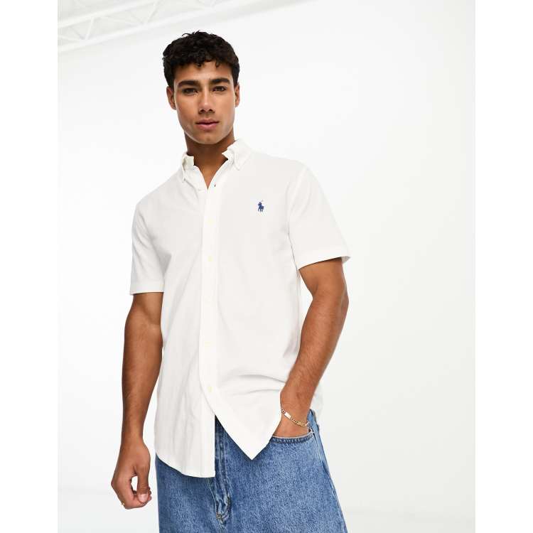 Polo Ralph Lauren icon logo short sleeve pique shirt in white | ASOS