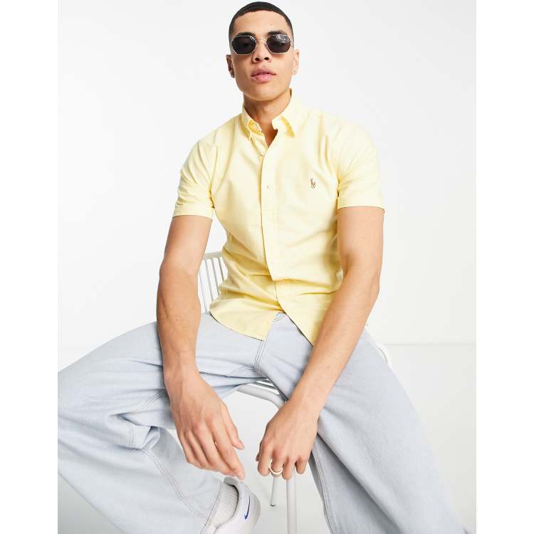 yellow short sleeve oxford shirt