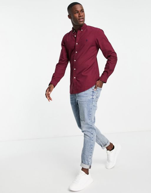 Burgundy polo cheap button down