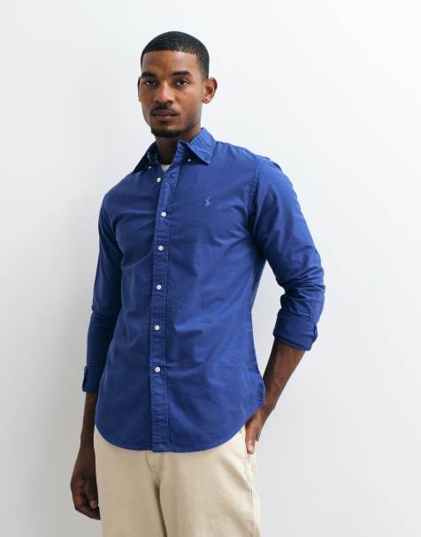 Polo Ralph Lauren icon logo slim fit garment dyed oxford shirt in dark blue - view 1