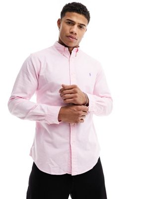 Polo Ralph Lauren icon logo slim fit garment dyed oxford shirt in pink