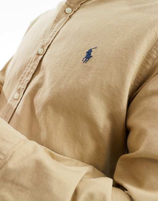 Polo Ralph Lauren Classic Fit Garment-Dyed Oxford Shirt In Beige