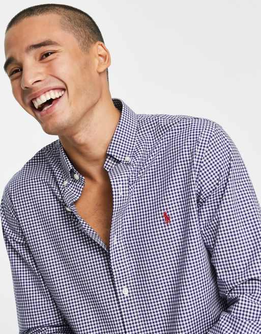 Polo Ralph Lauren icon logo slim fit gingham check poplin shirt in