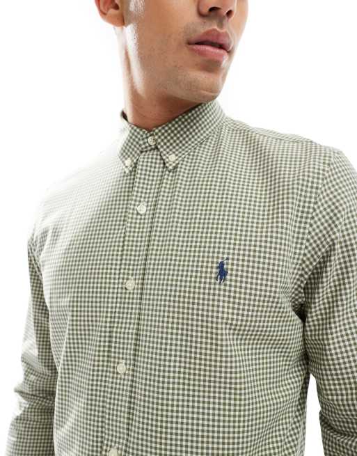 Polo Ralph Lauren icon logo slim fit gingham check stretch poplin