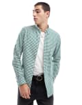 [Polo Ralph Lauren] Polo Ralph Lauren icon logo slim fit gingham oxford shirt in dark green / white M DGREEN