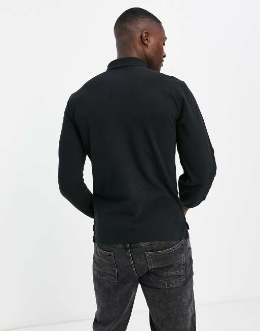 Polo Ralph Lauren icon logo slim fit long sleeve pique polo in