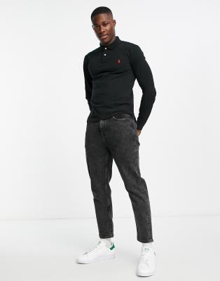 Polo Ralph Lauren icon logo slim fit long sleeve pique polo in