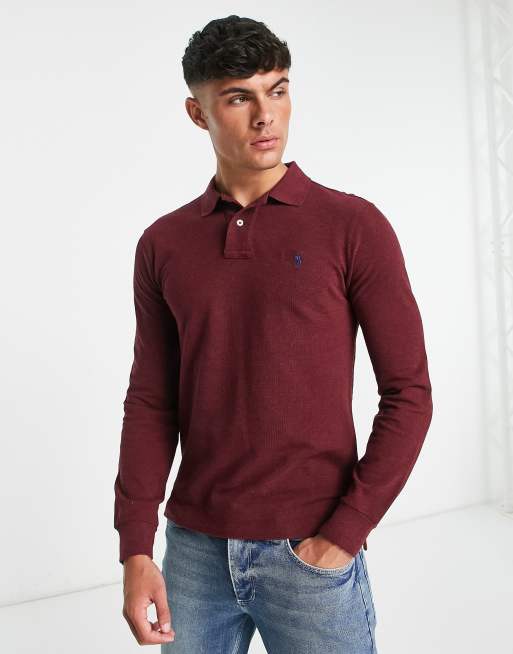 Maroon ralph lauren 2025 long sleeve polo