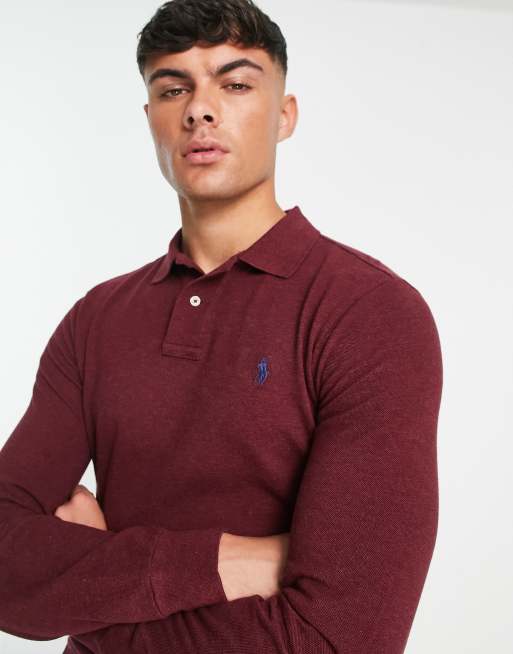 Essentials Men's Slim-Fit Long-Sleeve Pique Polo