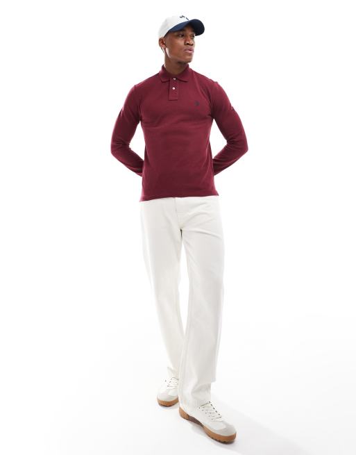 Ralph lauren burgundy long sleeve polo best sale