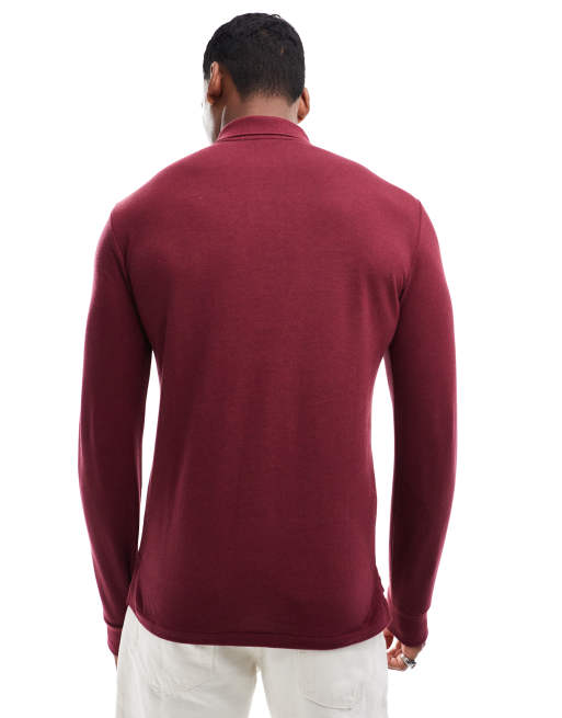 Nice! Polo Golf Ralph Lauren Faded Crewneck authentic Long Sleeve Sweatshirt Big Logo Maroon Colour / L