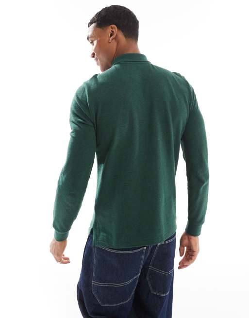 Polo Ralph Lauren Men's S Solid 2024 Green Logo on Collar Long Sleeve Golf Shirt