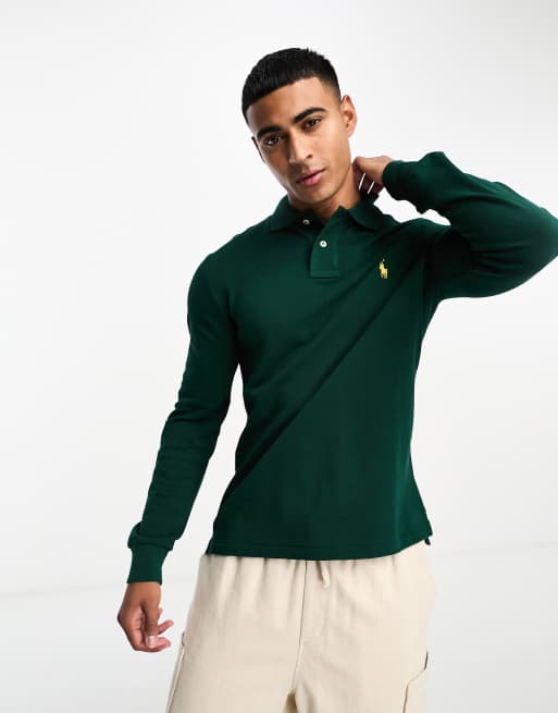 Green long sleeve polo sale