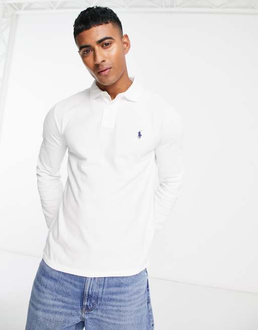 Polo Ralph Lauren icon logo slim fit long sleeve pique polo in