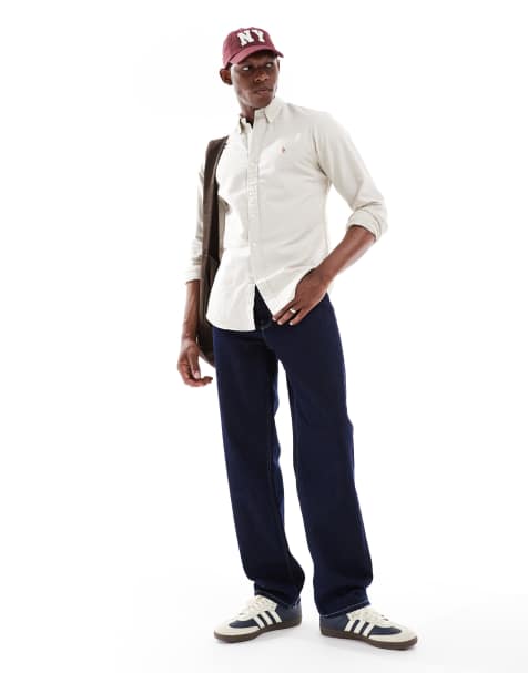 Polo Ralph Lauren icon logo slim fit oxford shirt in beige - view 1