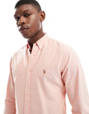 Polo Ralph Lauren icon logo slim fit oxford shirt in orange