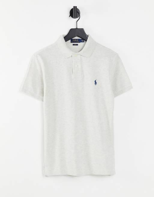 Polo Ralph Lauren icon logo slim fit pique polo in beige marl