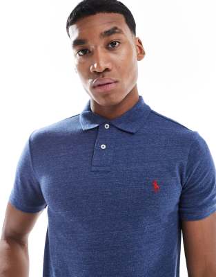 icon logo slim fit pique polo in blue heather