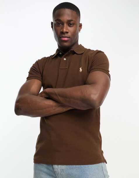 ASOS DESIGN Curve oversized polo T-shirt in brown